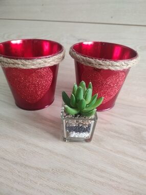 Red Heart Decorative Metal Bucket Set -
